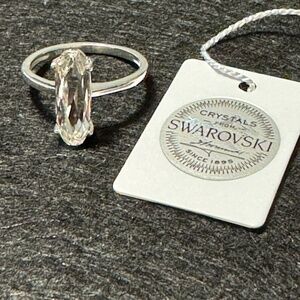 Swarovski Crystal Solitare Sterling Silver Ring Size 7
